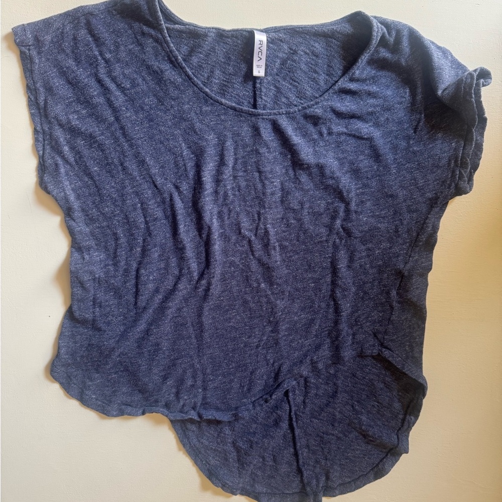 RVCA Women's Short-sleeved shirt Blue Crew-Neck Top size small